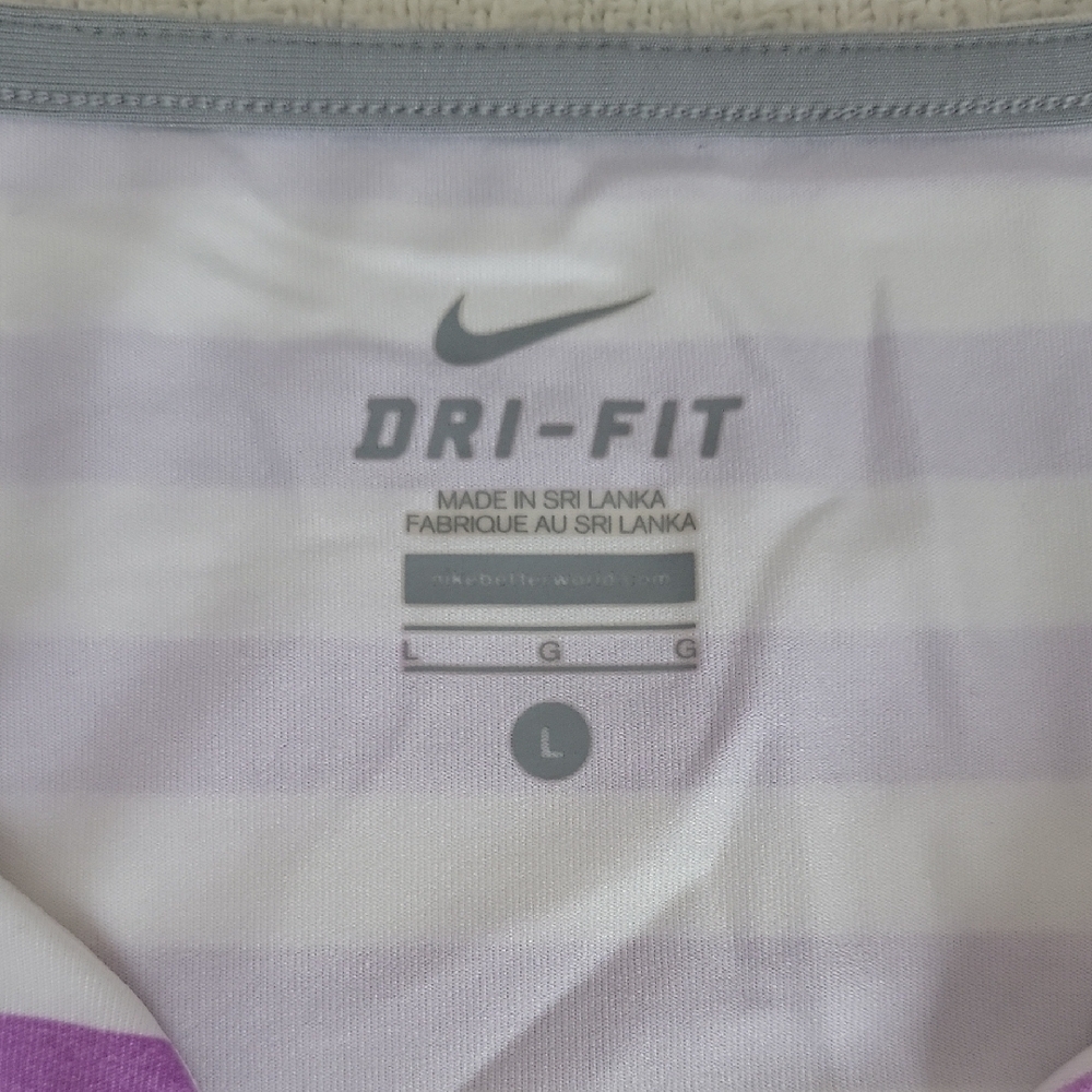 Nike Lavender and White Striped Tank Top Size L Dri-Fit Athletic Top Workout - Picture 4 of 9